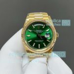 8+ Factory Swiss Replica Rolex Counterweight Day-Date 36mm Green Dial Yellow Gold President Watch 
